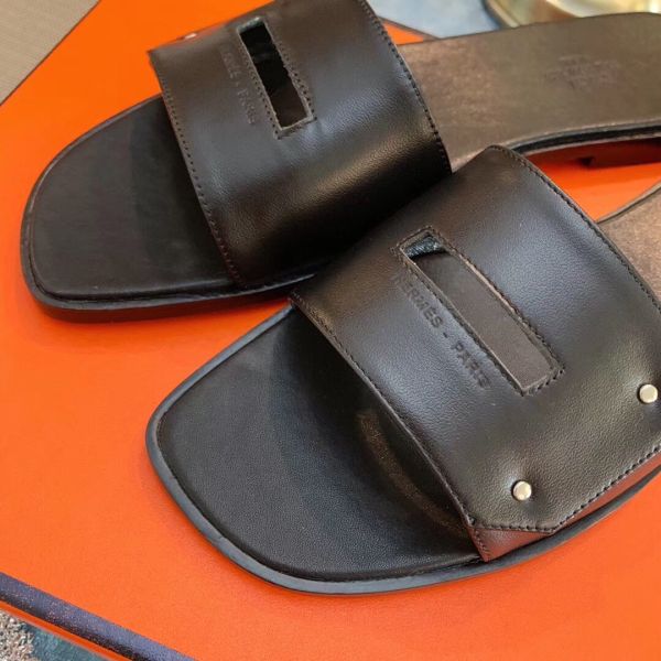 HERM View Sandals In Black Calfskin leather