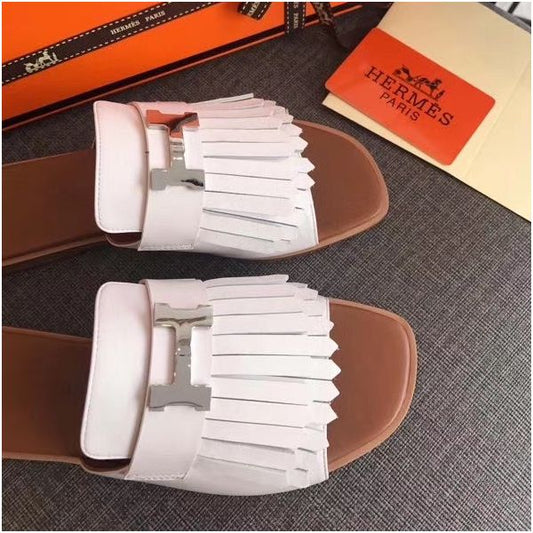 HERM Auteuil Sandals In White Calfskin