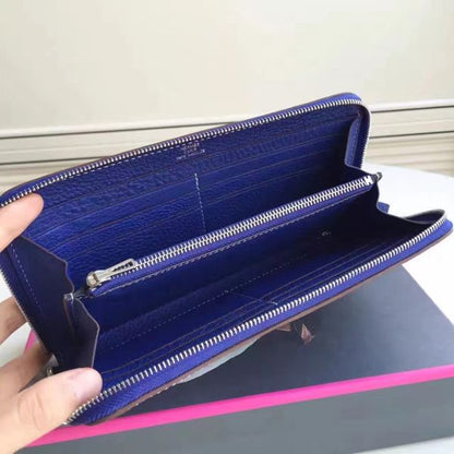 HERM Blue Electric Clemence Azap Zipped Wallet