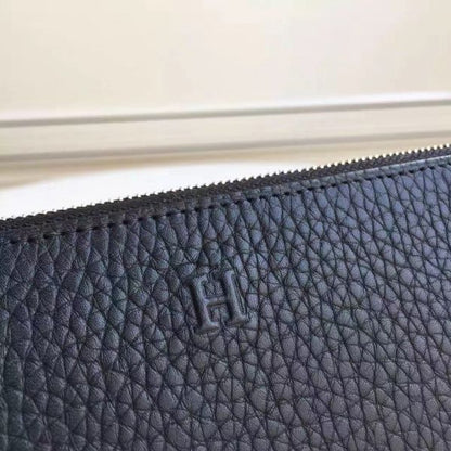 HERM Black Clemence Azap Zipped Wallet