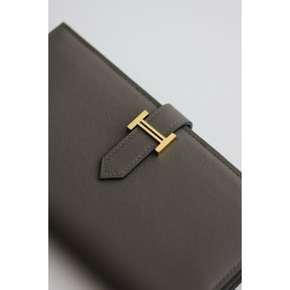 HERM Bearn Long Handmade Wallet in Etain Swift Calfskin