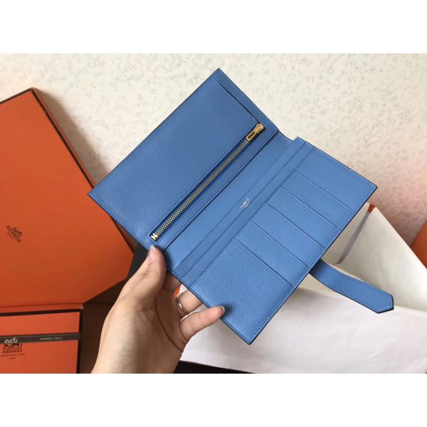 HERM Blue Jean Epsom Bearn Gusset Wallet