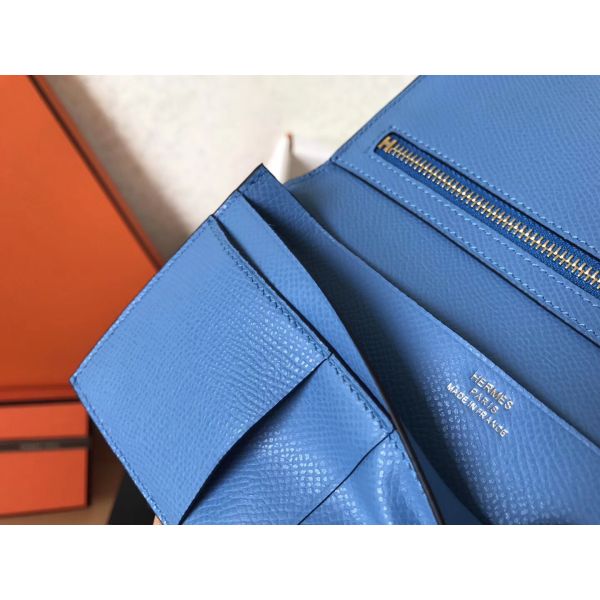 HERM Blue Jean Epsom Bearn Gusset Wallet