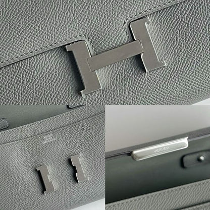 HERM Constance To Go Wallet in Gris Meyer Epsom Calfskin