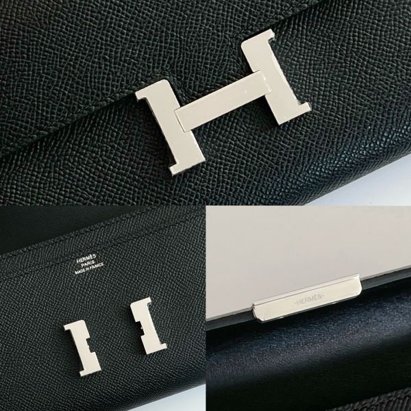 HERM Constance To Go Wallet in Black Epsom Calfskin