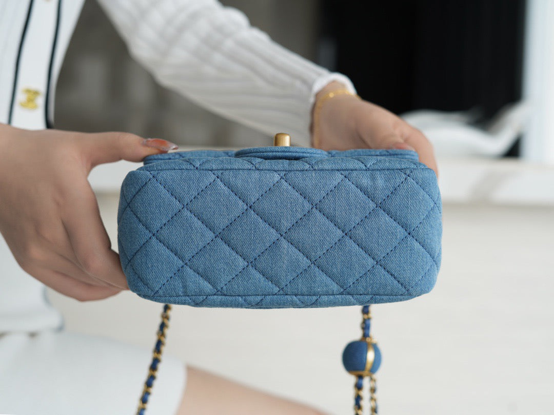 CHA 22C Denim Mini Flap