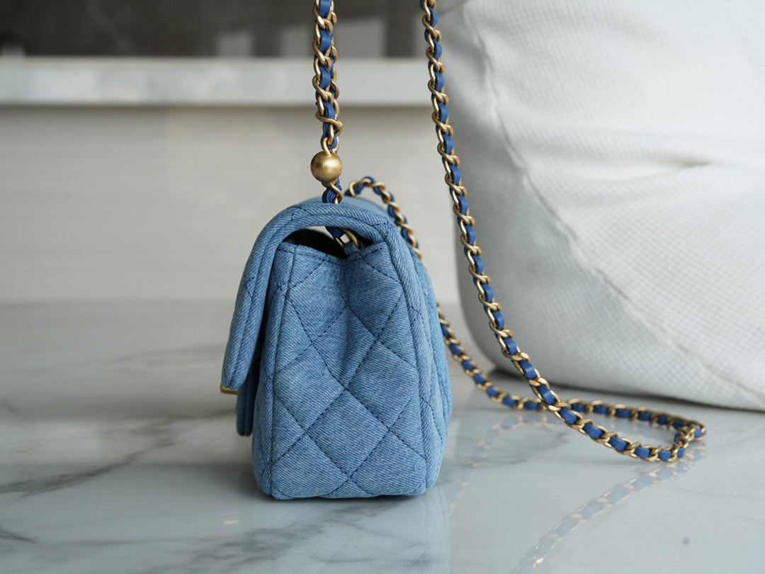 CHA 22C Denim Mini Flap