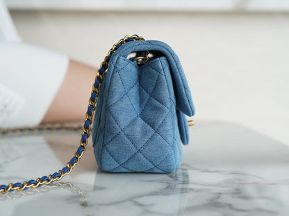 CHA 22C Denim Mini Flap