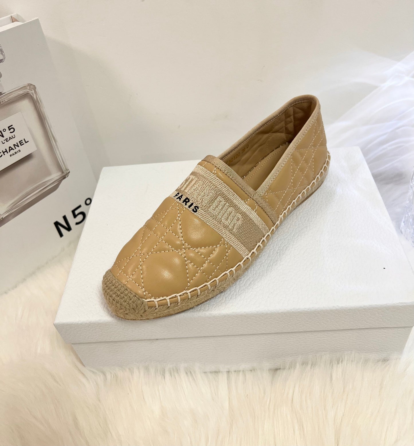 GRANVILLE ESPADRILLE CAMEL BEIGE QUILTED CANNAGE CALFSKIN