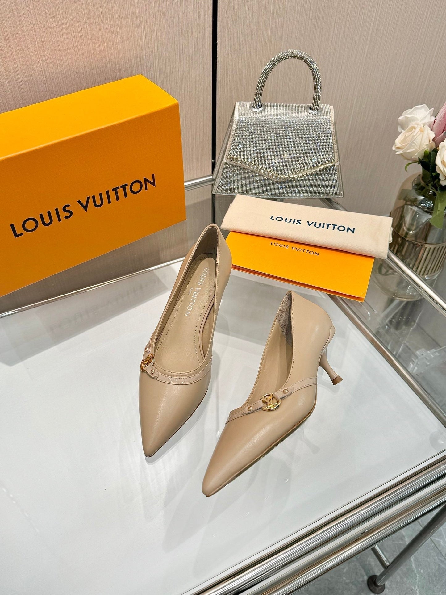 6AM HIGH HEELS 55 MM IN TAN BEIGE LAMBSKIN