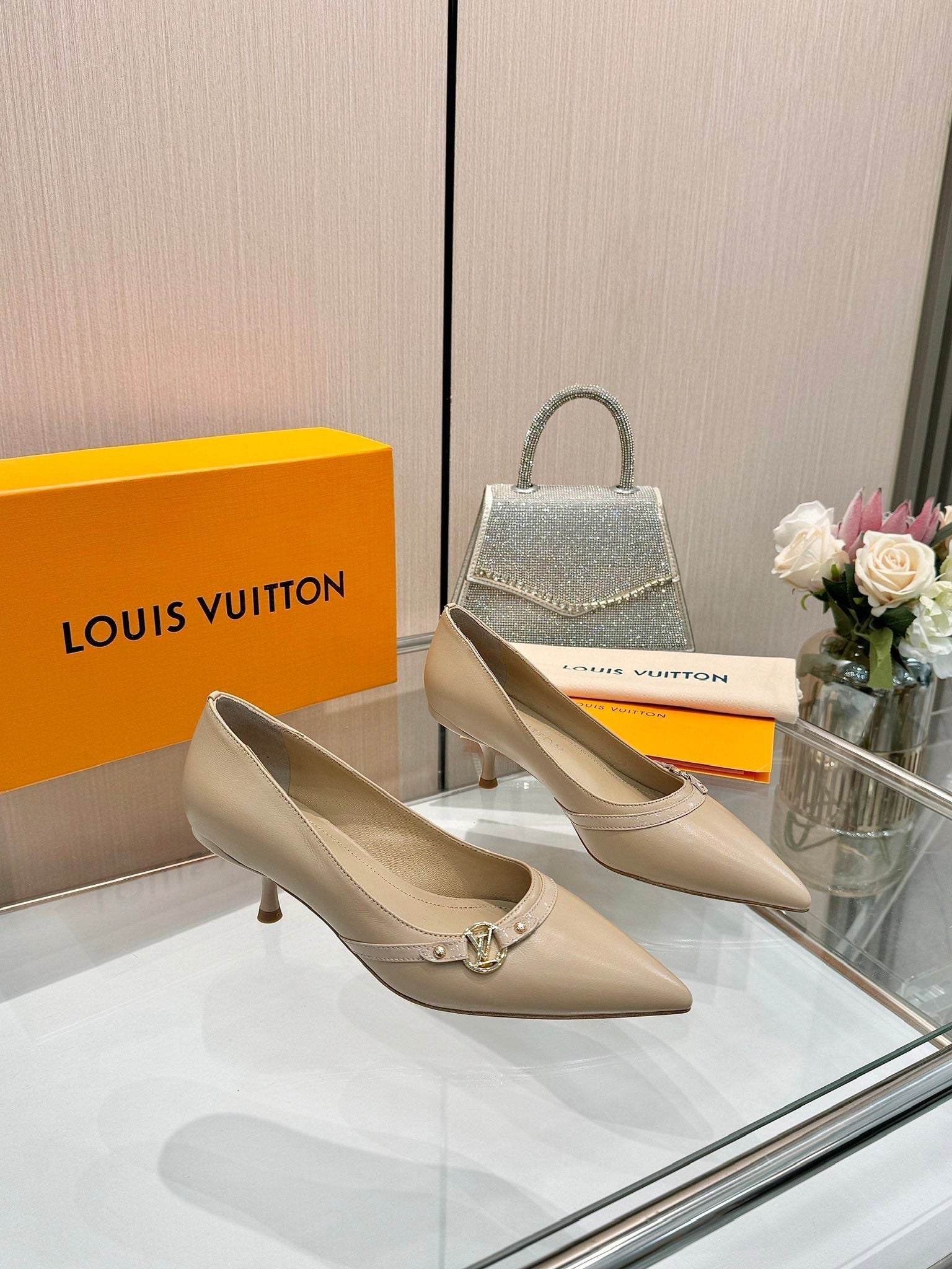 6AM HIGH HEELS 55 MM IN TAN BEIGE LAMBSKIN