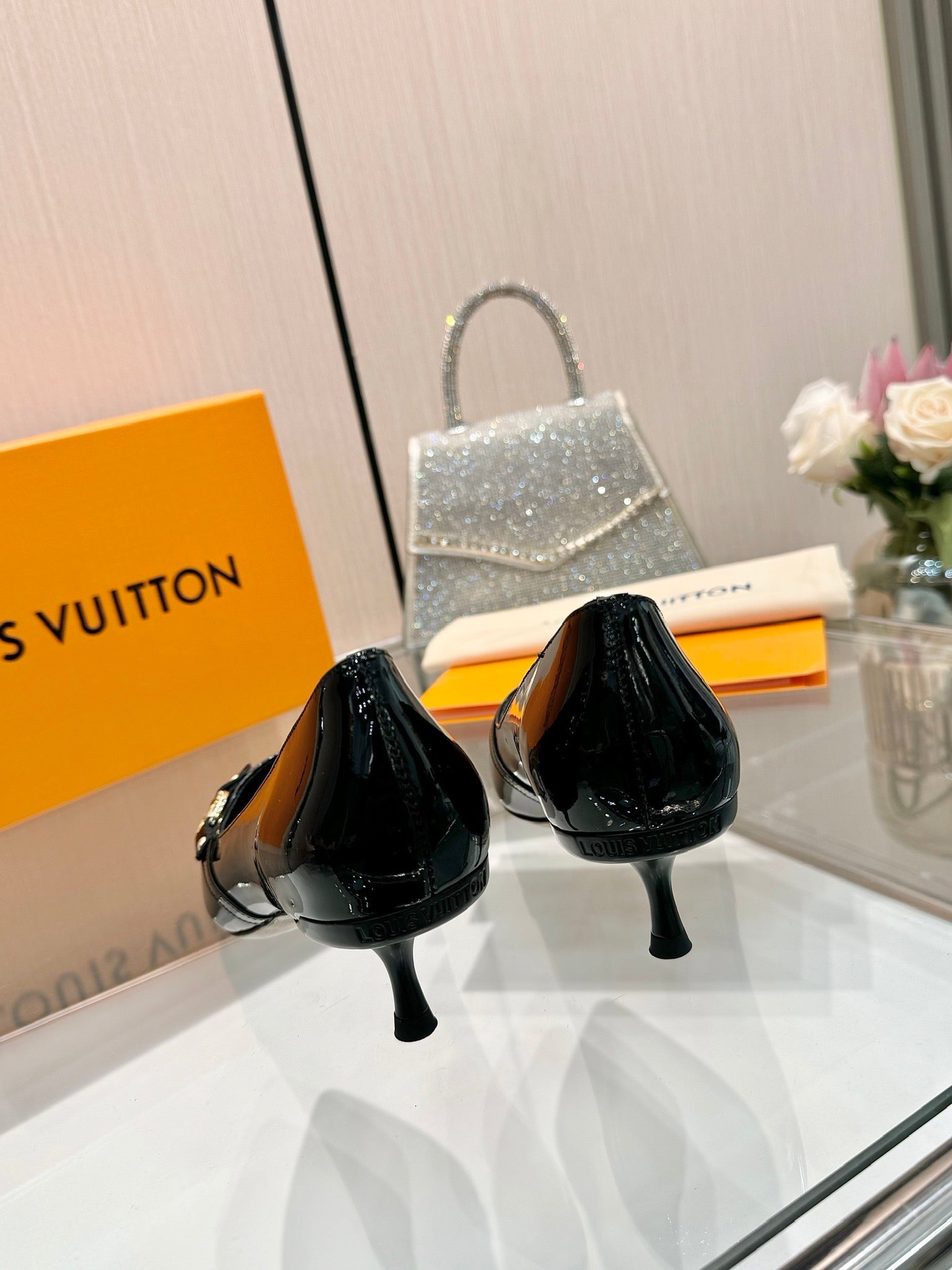 6AM HIGH HEELS 55 MM IN BLACK PATENT LAMBSKIN