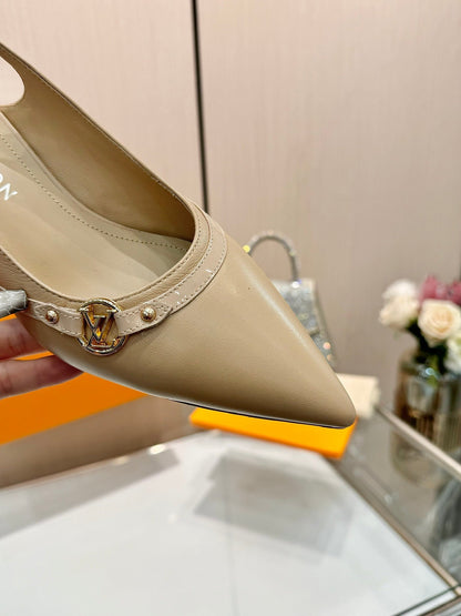 6AM SLINGBACK HIGH HEELS 55 MM IN TAN BEIGE LAMBSKIN