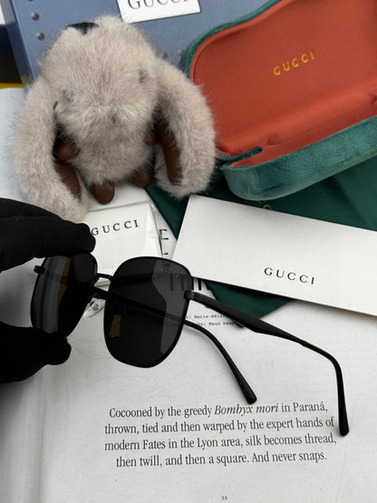 LOW NOSEBRIDGE FIT RECTANGULAR SUNGLASSES G0203 IN METAL