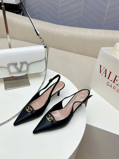 HIGH SLINGBACK 60MM IN BLACK CALFSKIN