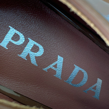 LACE-UP HIGH SHOES IN PECAN BROWN GLOSSY CALFSKIN