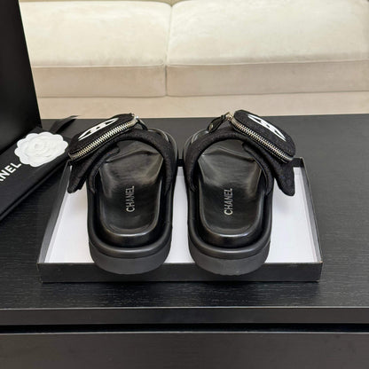 SLIDE IN BLACK DENIM FABRIC 45 MM