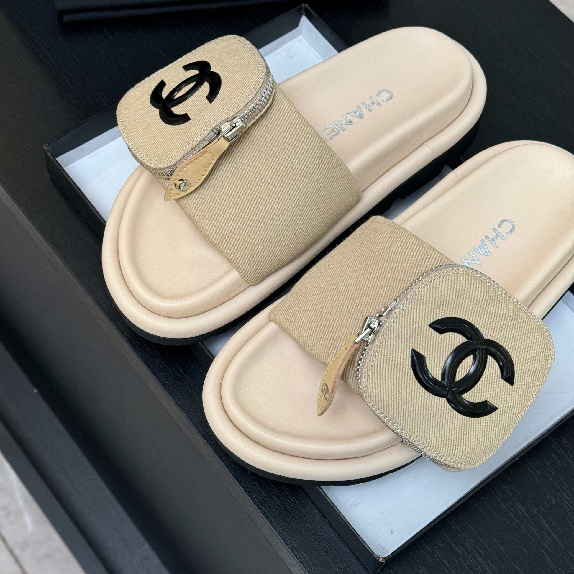 SLIDE IN LIGHT YELLOW DENIM FABRIC 45 MM