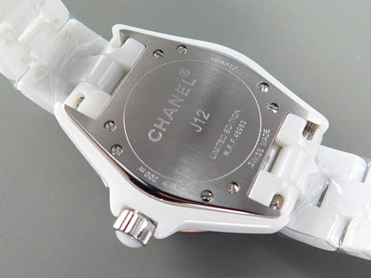 J12 Quartz White Ceramic Pink Diamond Numerals White Dial