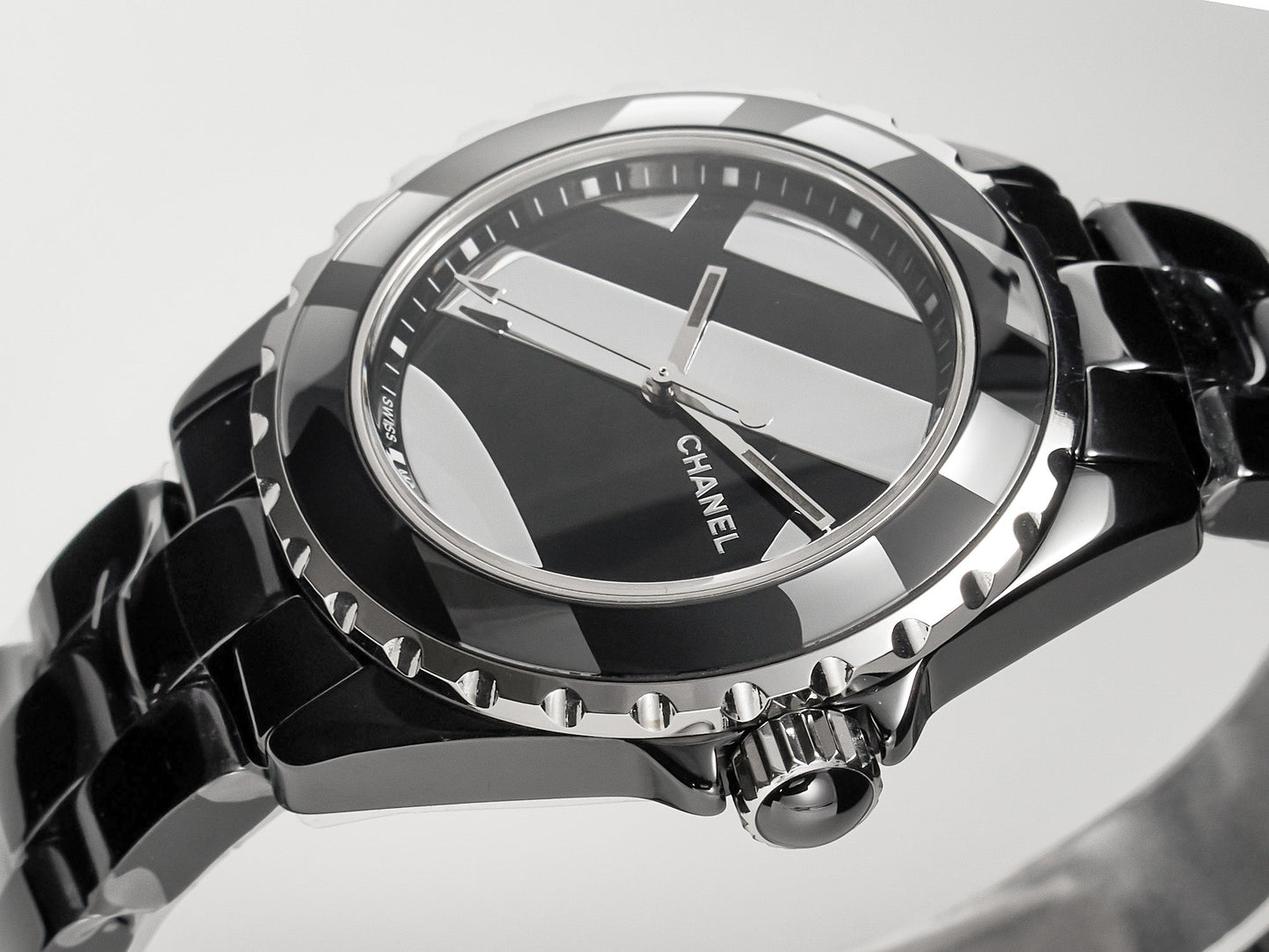 J12 38mm Automatic Limited Untitled H5582 Black Ceramic Black Steel Dial