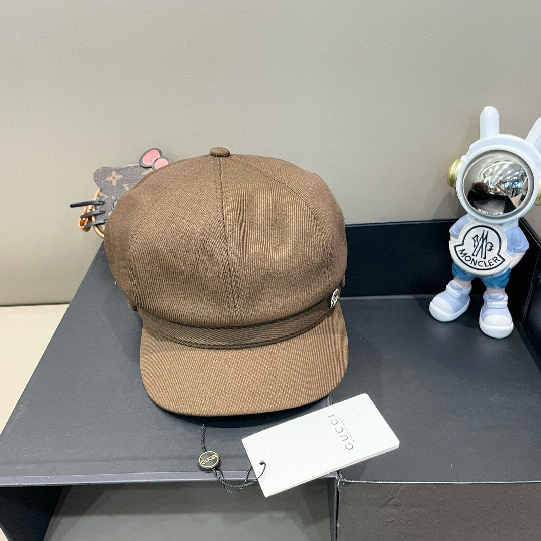 BAKER BOY CAP IN MEDIUM BROWN FABRIC 400795