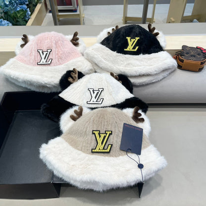 FISHERMAN HAT IN ECRU BEIGE MIX WHITE WOOL AND RABBIT FUR 409758