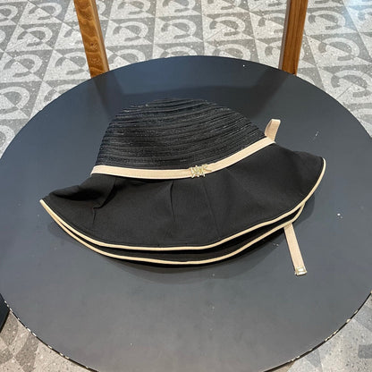 STRIPED BUCKET HAT IN BLACK COTTON 434998