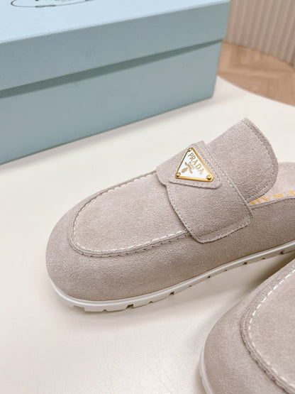 PRA SABOTS MULES LIGHT GRAY SUEDE