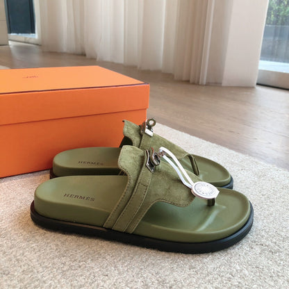 EMPIRE SANDAL LIGHT ARMY SUEDE