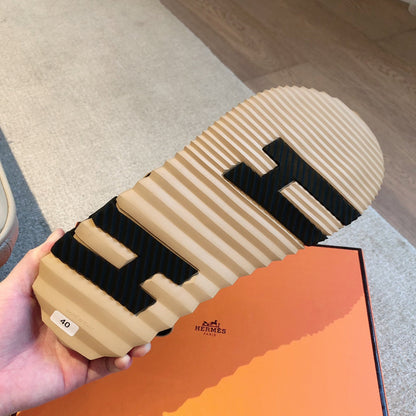 DAD SANDALS IN TUSCAN BEIGE CALFSKIN AND RUBBER