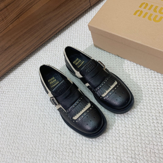 OXFORD SHOES BLACK MIX CREAM COWHIDE