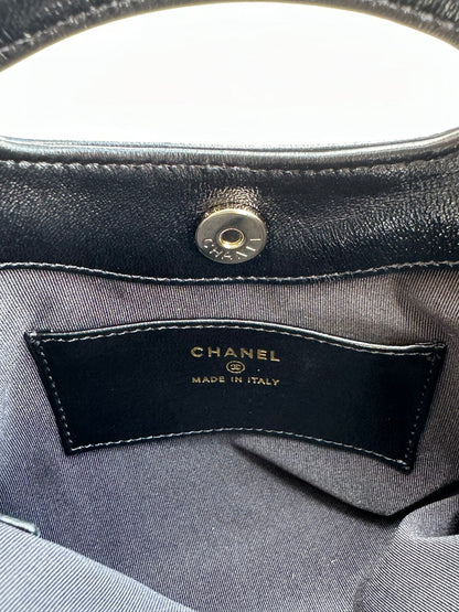 MINI SHOPPING BAG 20 IN BLACK MIX TAWNY BROWN LAMBSKIN GOLD-TONE METAL