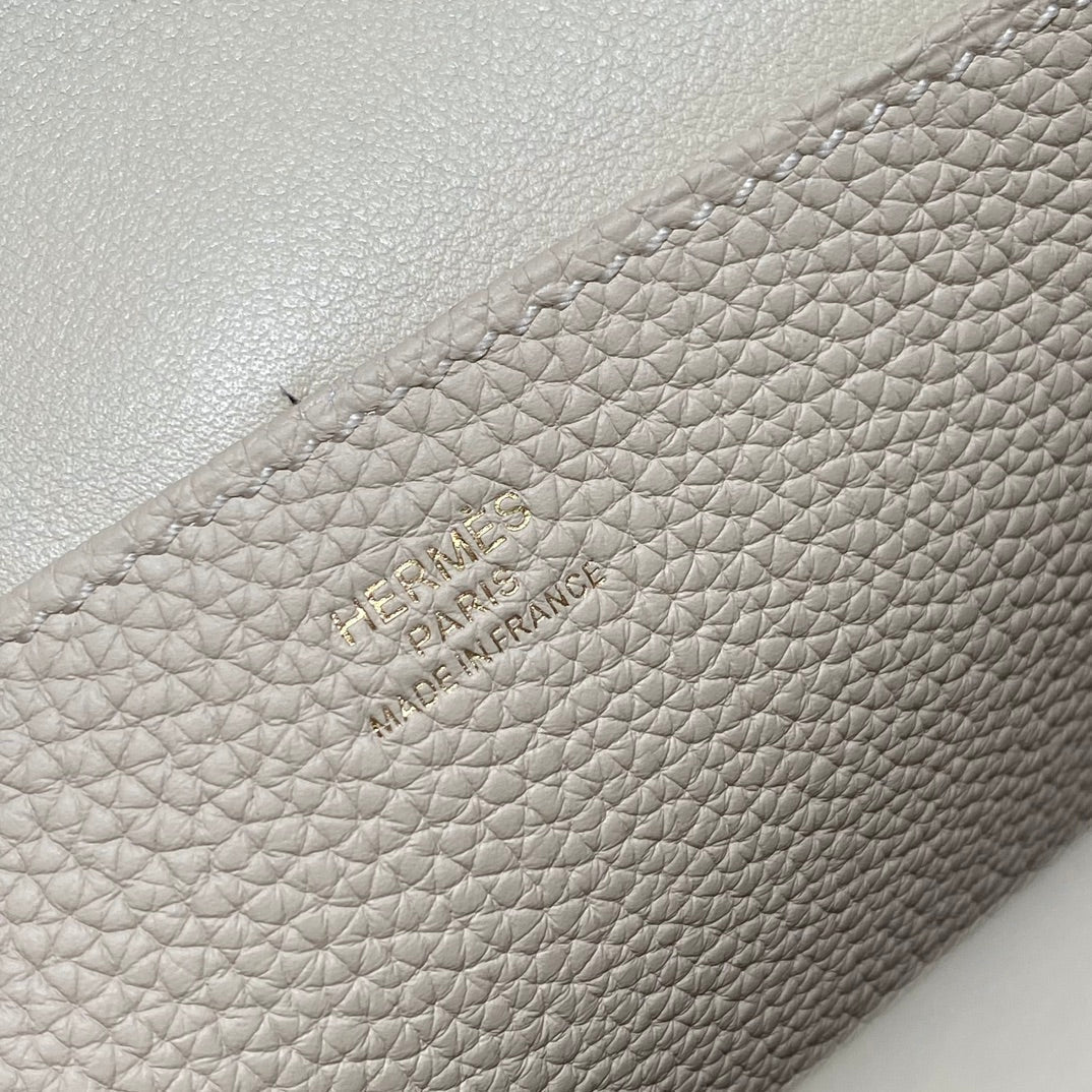 HALZAN 25 HANDLE BAG IN BEIGE GRAINED CALFSKIN