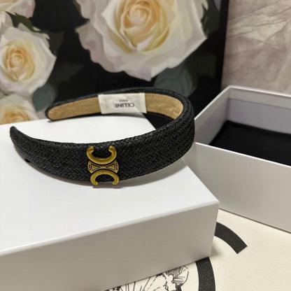 BLACK RAFFIA WOVEN HAIRBAND 400479