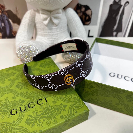 HEADBAND IN BLACK MONOGRAM PRINT LAMBSKIN 412506