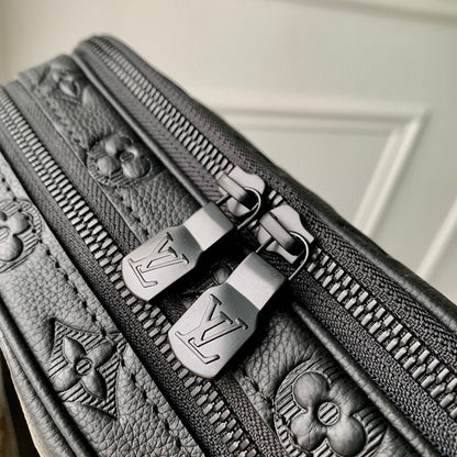 ALPHA NANO BAG 24 IN BLACK MONOGRAM SHADOW EMBOSSED COWHIDE