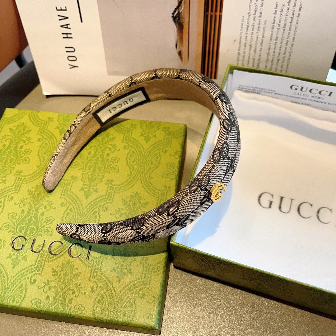 HEADBAND IN DARK BEIGE MONOGRAM CANVAS 406054