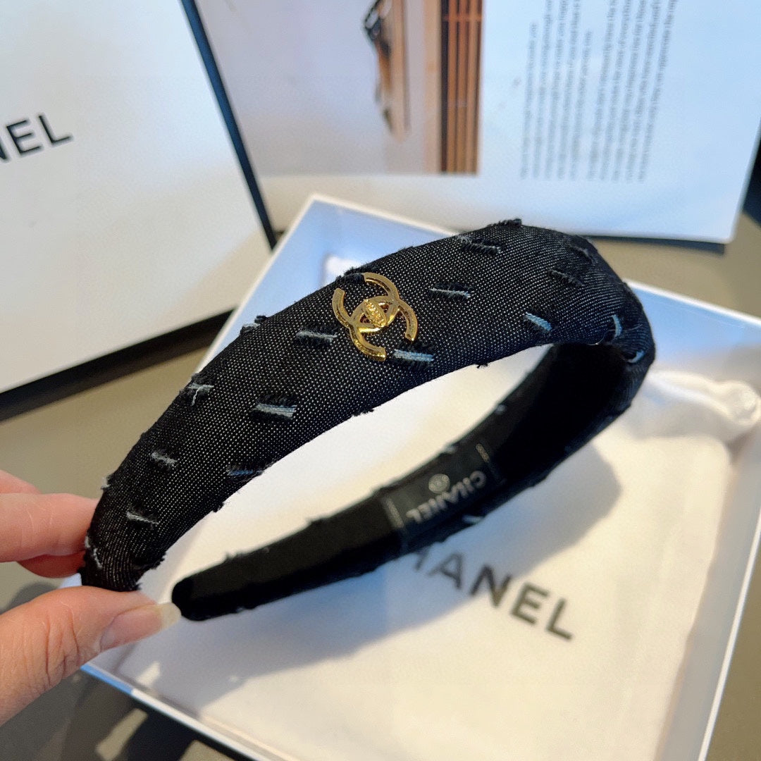 BLACK DENIM FABRIC HAIRBAND 432769