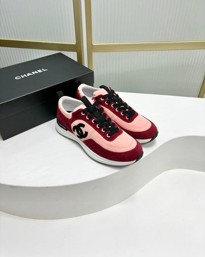 SNEAKER IN LIGHT PINK MIX CHERRY RED SUEDE