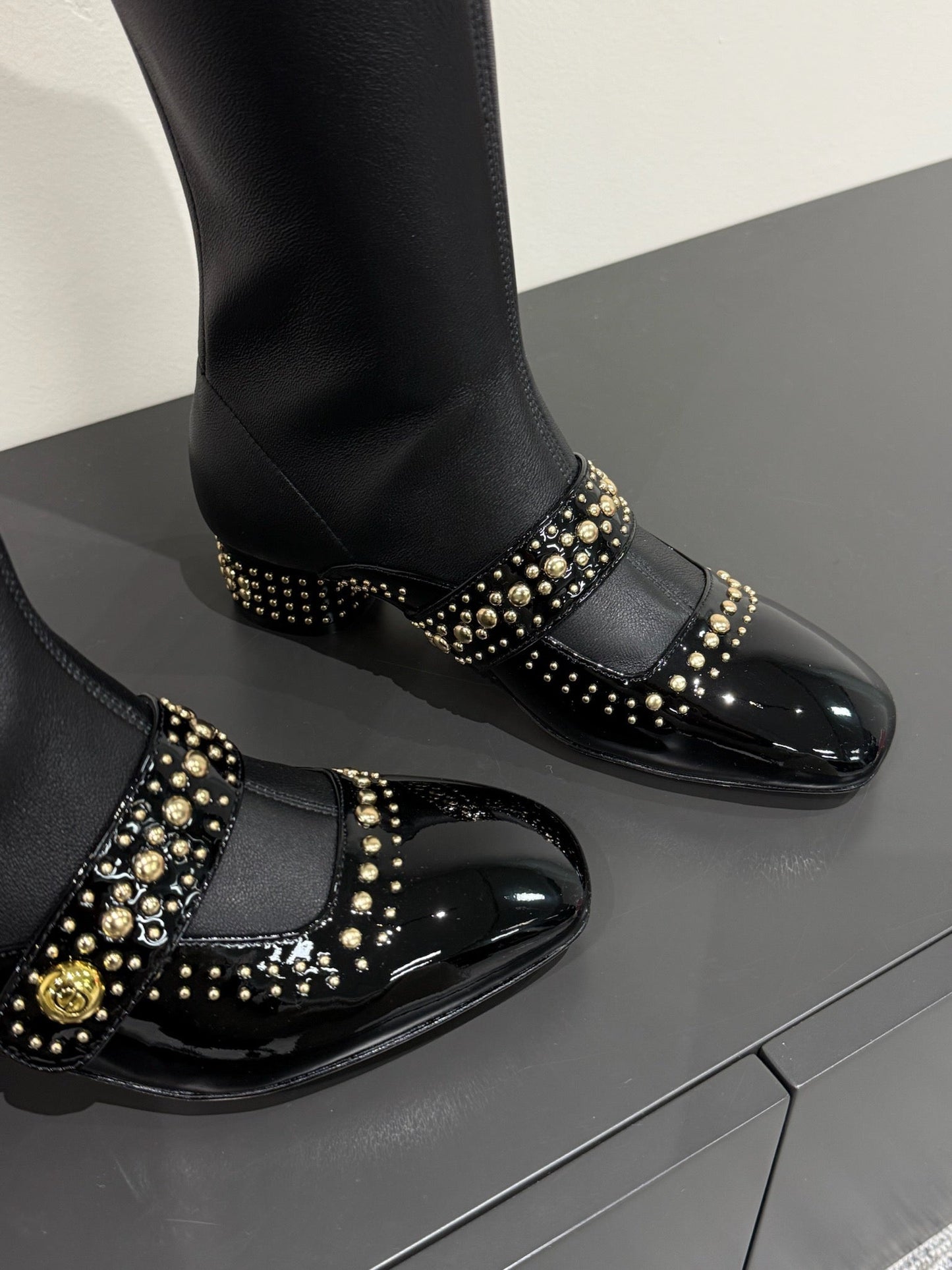 BELLE-D HEELED BOOT BLACK PATENT CALFSKIN