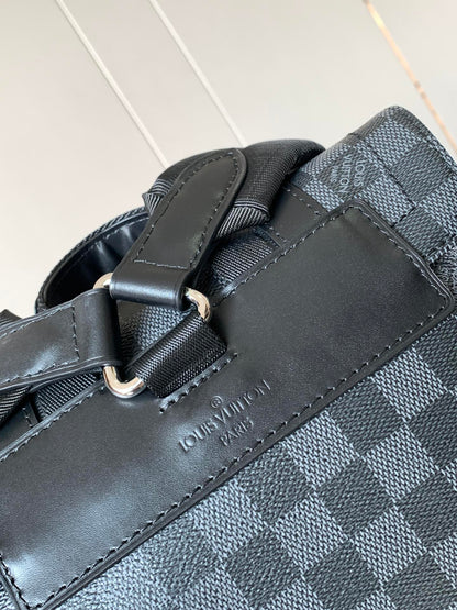 CHRISTOPHER MM BACKPACK 47 IN BLACK DAMIER GRAPHITE CANVAS