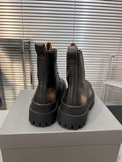 CHUNKY BOOTS IN BLACK MIX BRONZE SMOOTH CALFSKIN