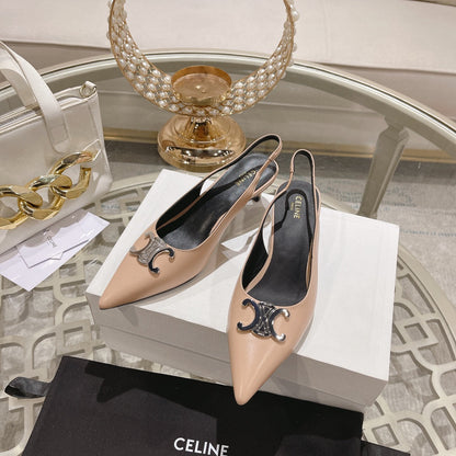 HIGH SLINGBACK 5 CM IN SEPIA TAN CALFSKIN