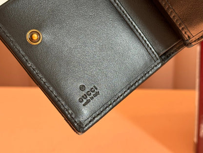 MEDIUM DOUBLE G WALLET 11.5 IN BLACK SMOOTH CALFSKIN