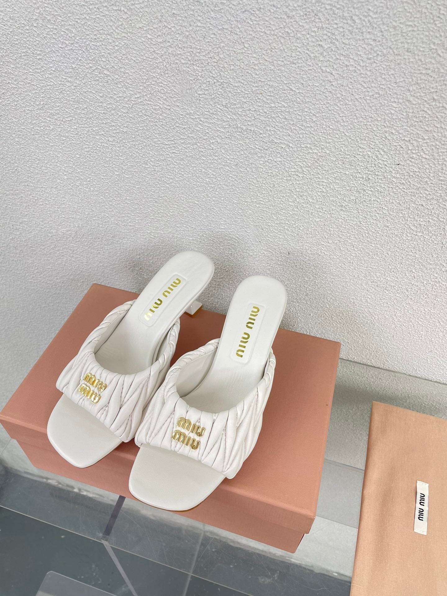 Women's Mid - Heel White Leather Stylized