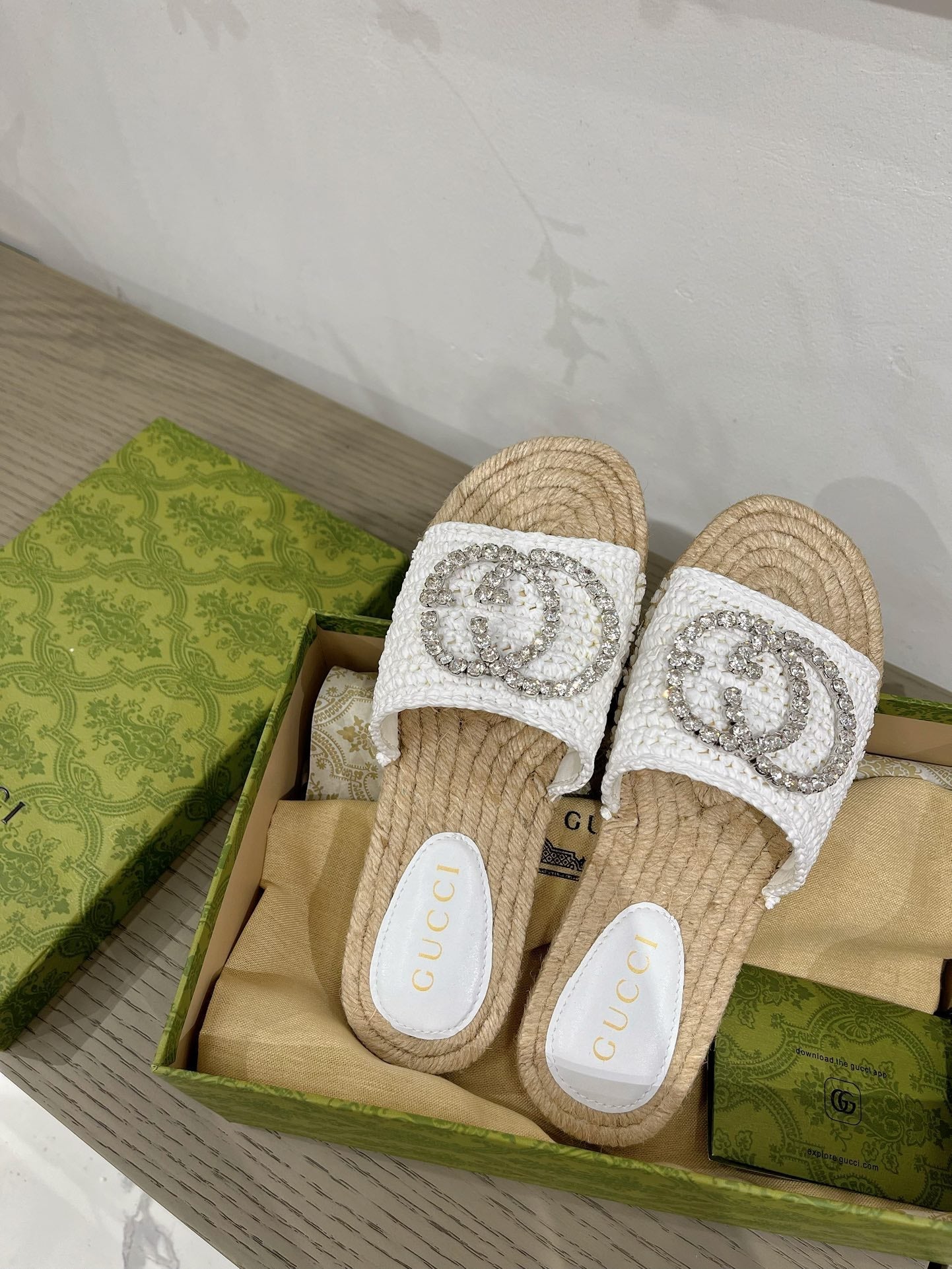 GG INTERLOCKING G ESPADRILLE WHITE FABRIC