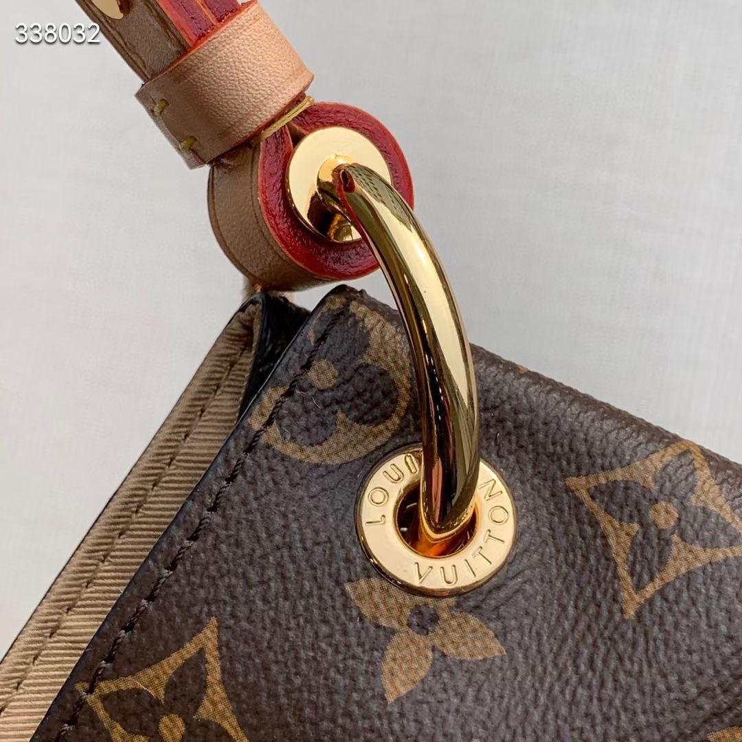 GRACEFUL MM BAG 41 IN BROWN MONOGRAM COATED CANVAS BEIGE CALFSKIN