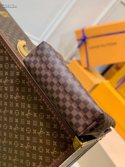 GRACEFUL MM BAG 35 IN BROWN DAMIER COATED CANVAS BROWN CALFSKIN