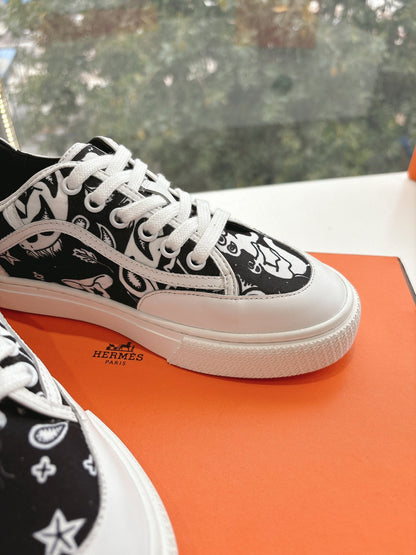 GET SNEAKER IN BLACK MIX WHITE MAXI CANVAS AND CALFSKIN