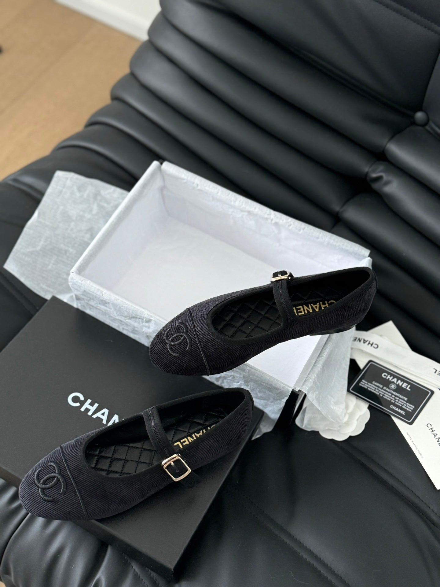 MARY JANE SHOES BLACK CORDUROY TWILL FABRIC